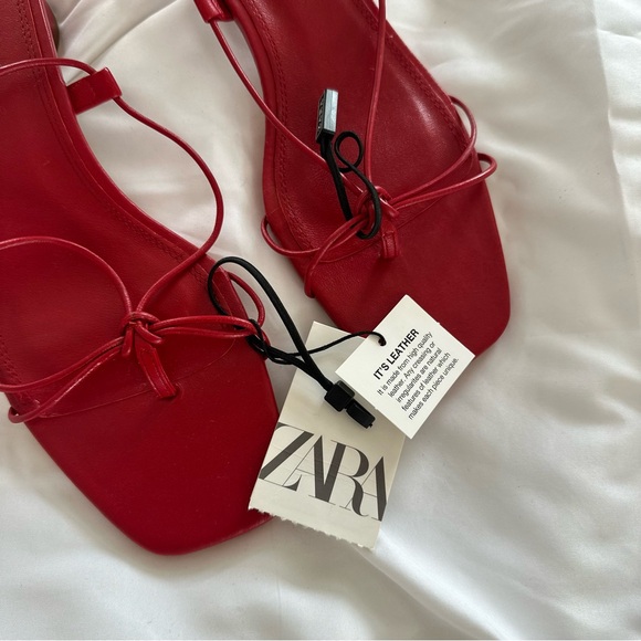 Zara Red Strappy Sandals - Picture 4 of 8